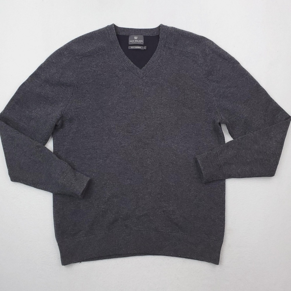 Mack Weldon‎ Sweater Mens Large Gray Tech Cashmere Merino Blend V Neck Pullover